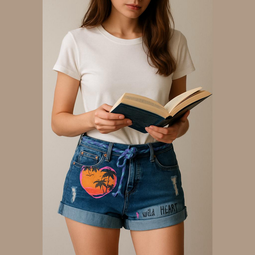 Hudson Denim Jean Shorts Size 31 with Yarn Belt